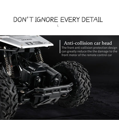1:12/16 RC Off-Road Truck – 4WD Remote Control Car with Metal Shell & LED Lights for Kids