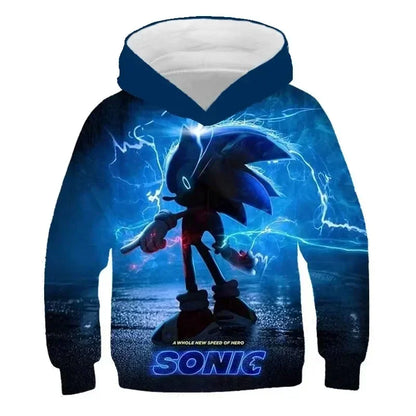 2024 Sonic 3D Kids Hoodie – Cartoon Print Long Sleeve Sweatshirt for Boys & Girls, Spring & Autumn Clothing