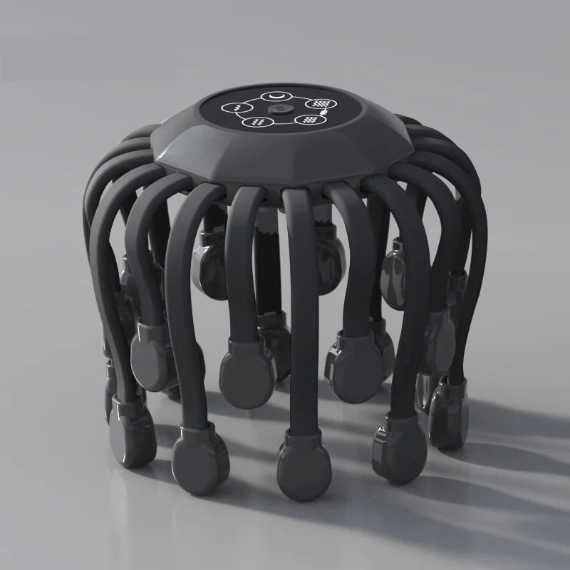 20-Head Orange Scalp Massager – Red Light Vibrating Octopus Scratcher for Relaxation, Stress Relief & Migraine Relief