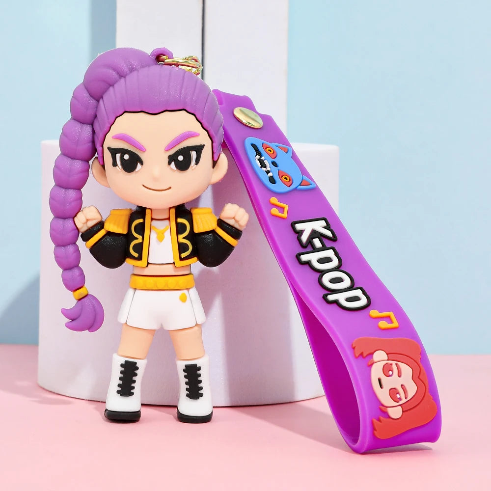 New KPOP Demon Hunters Keychain – Tiger PVC Figure, Cute Harajuku Style Key Ring for Kids & Fans