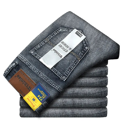 Men’s All-Match Brand Trousers – High-Quality Business Casual High Waist Denim Jeans for All Seasons