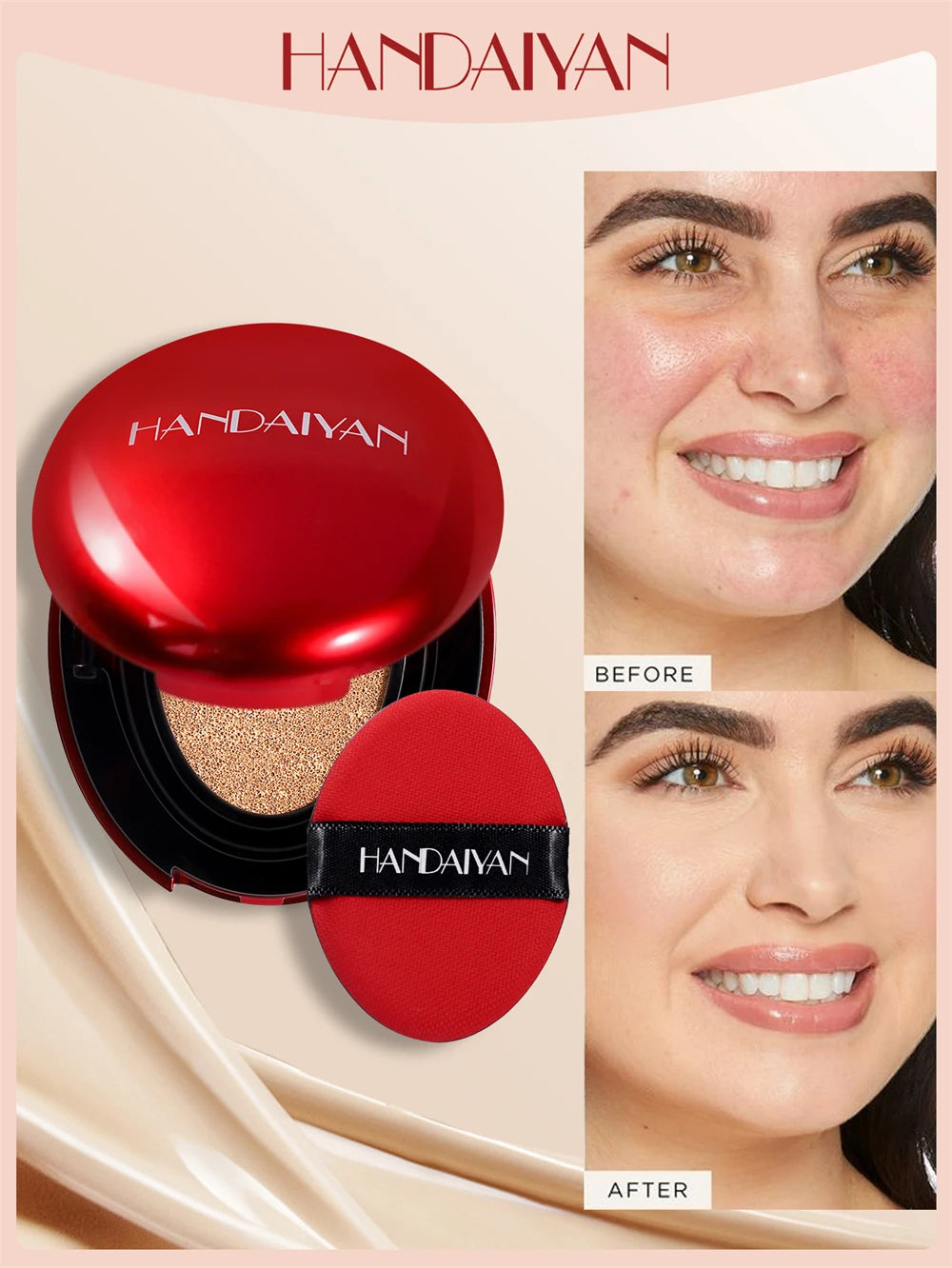 Air Cushion Foundation – Light Natural Moisturizing Concealer, Whitening, Oil-Control, Long-Lasting Base Makeup for Women (Korean Cosmetic)