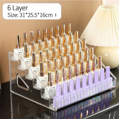 Multi-Layer Acrylic Nail Polish Display Rack – 3/4/5/6/7 Tier Transparent Organizer