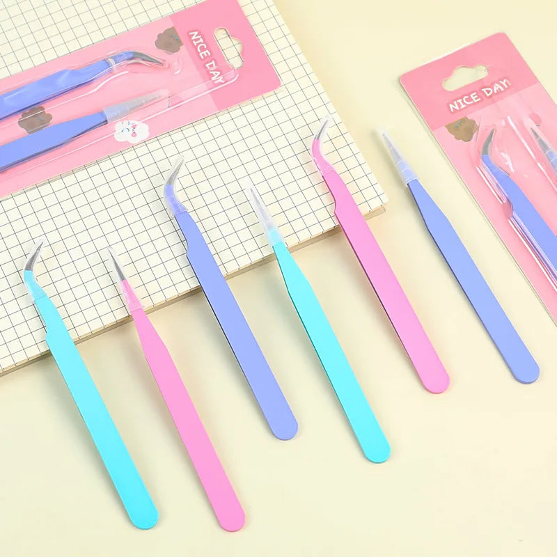 Multifunctional Tweezers Set - Angled Picking Tools & Color Clip Accessories