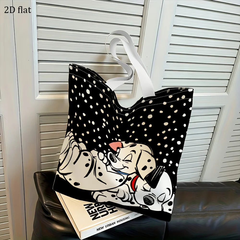 101 Dalmatians Polka Dot Tote Bag – Reusable Canvas Shopping Bag for Daily Use, Travel, School & Eco-Friendly Carry-All Handbag
