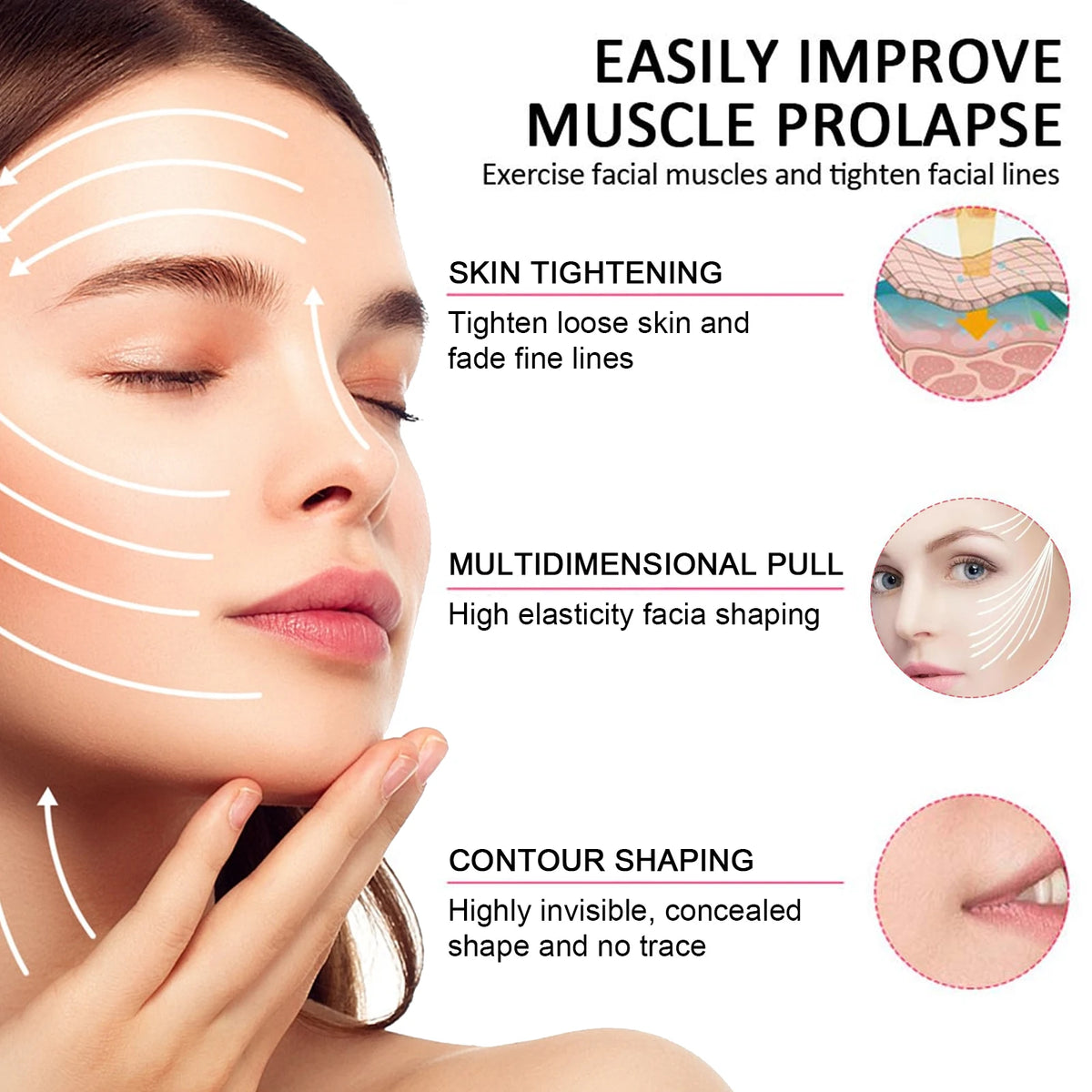 60-Piece V-Shape Face Lifting Strips – Jawline Contouring Patches for a Firmer-Looking Face and Double Chin Coverage