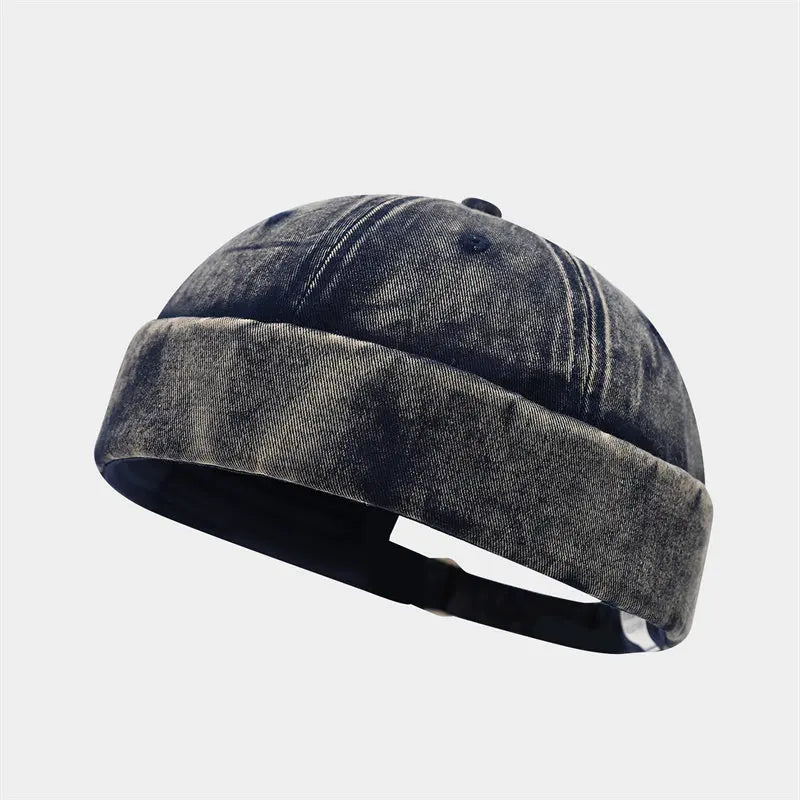Cotton Print Docker Cap - Four Seasons Brimless Sailor Style Hat for Men & Women