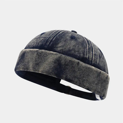 Cotton Print Docker Cap - Four Seasons Brimless Sailor Style Hat for Men & Women