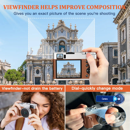 4K Digital Camera – 48MP Auto Focus Vlogging Camera for YouTube, Anti-Shake Video with Viewfinder, Flash & Dial