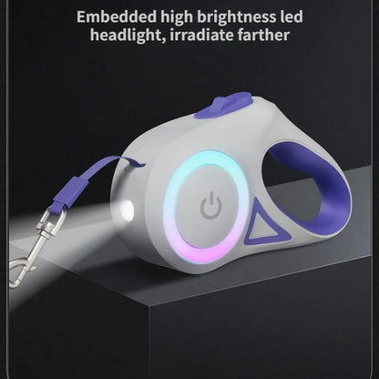 LED Flashlight Pet Leash - Retractable Lighted Night Outdoor Walking - Non-Slip Handle - 5M/3M - Dog Supplies
