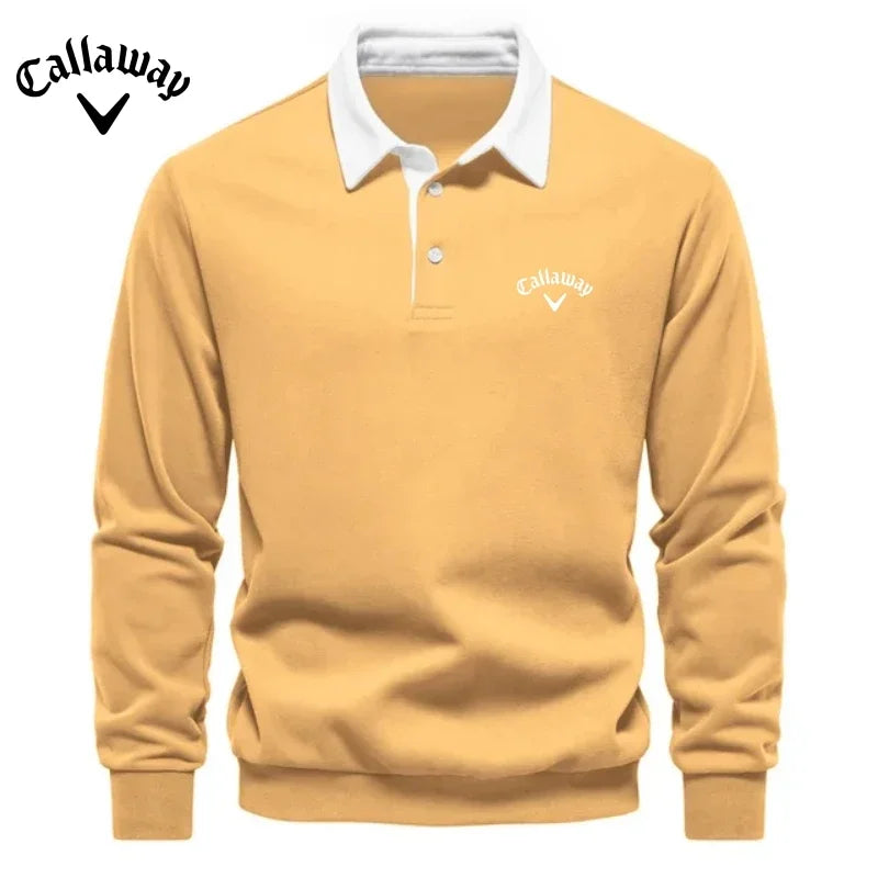 Men's Embroidered Pure Cotton Long-Sleeved Polo Shirt - Fashionable Casual Top for Autumn & Winter