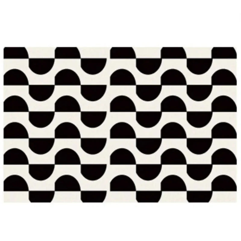 Light Luxury Black & White Plaid Rug — Fluffy Soft Carpet for Bedroom, Living Room, Study, and Home Decor