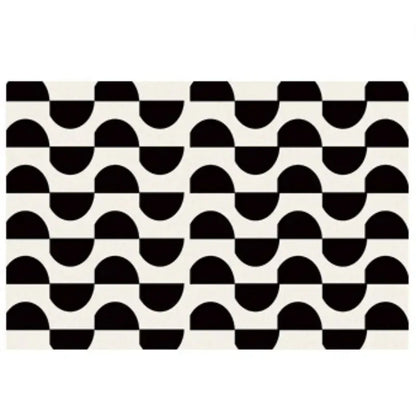 Light Luxury Black & White Plaid Rug — Fluffy Soft Carpet for Bedroom, Living Room, Study, and Home Decor