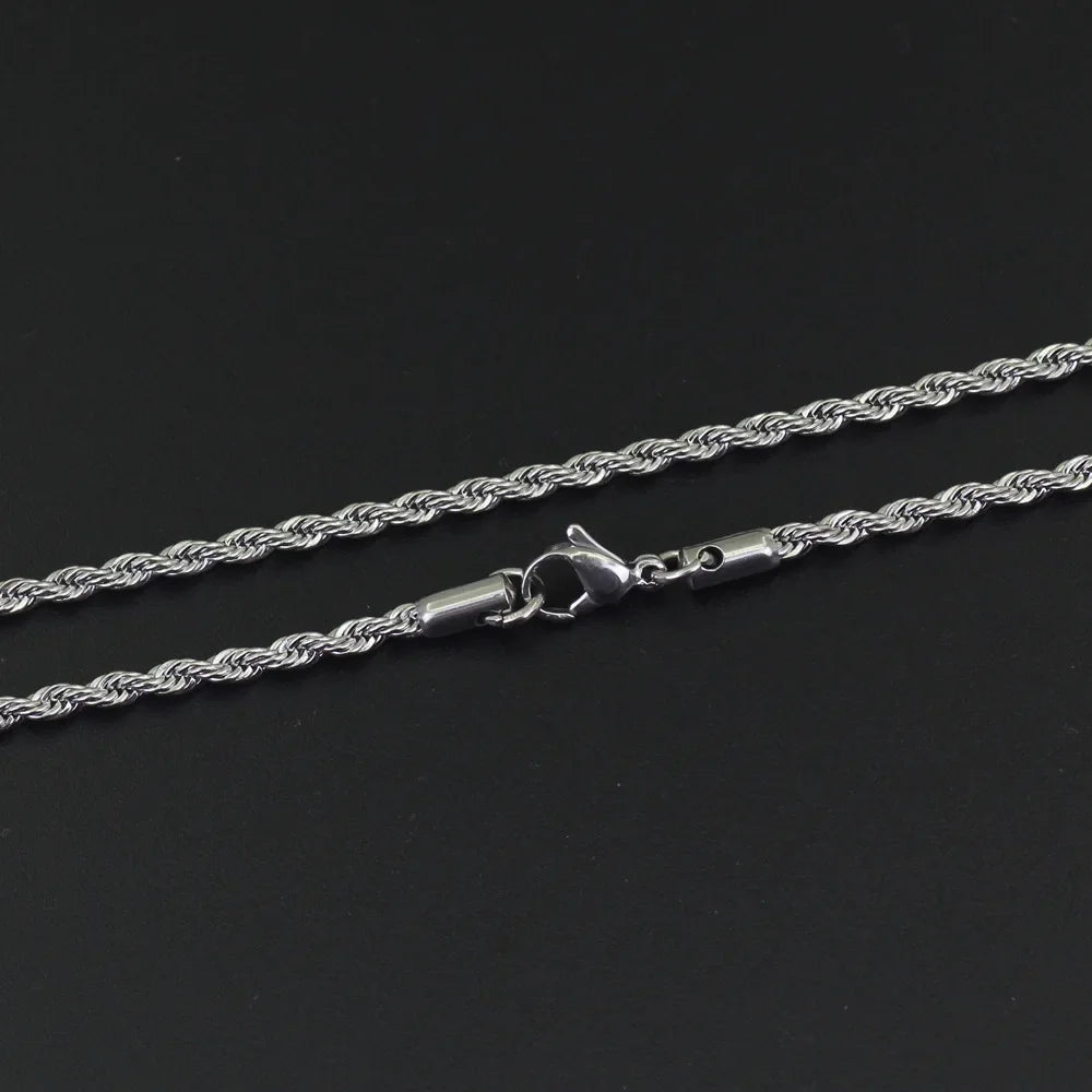 304 Stainless Steel Twist Rope Chain Necklace – PVD Gold Plated, 2-5mm Width for Men & Women, Fashion Accessories