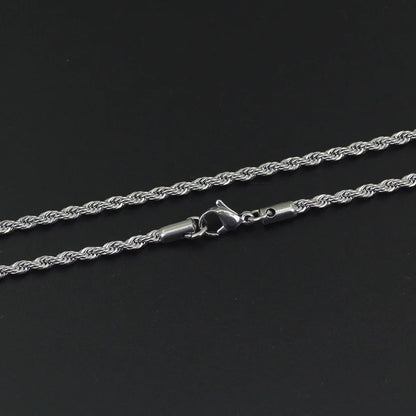 304 Stainless Steel Twist Rope Chain Necklace – PVD Gold Plated, 2-5mm Width for Men & Women, Fashion Accessories