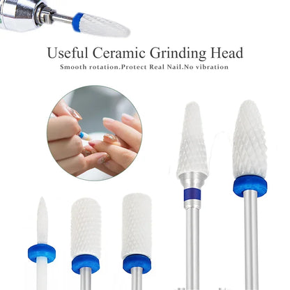 5pcs Ceramic Nail Drill Bit Set - Electric Nail Cutter Bits for Manicure & Pedicure Machine, Nail Accessories & Tools