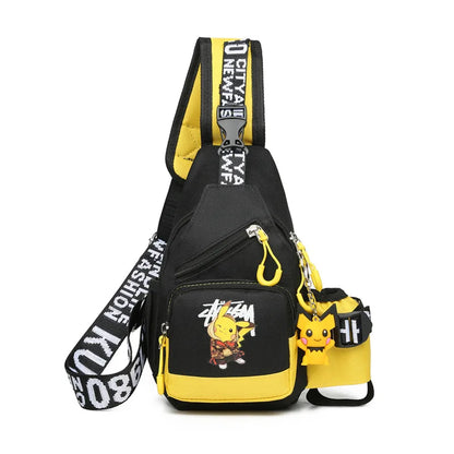 Children’s Glow-in-the-Dark Pikachu Shoulder Bag — Canvas Youth Sports Crossbody Chest & Waist Bag for Kids, Men & Women