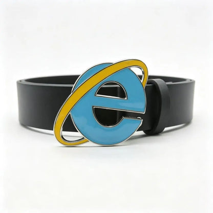 Y2K Internet Explorer Logo Belt - Nostalgic Unisex Punk Style Buckle for Men & Women