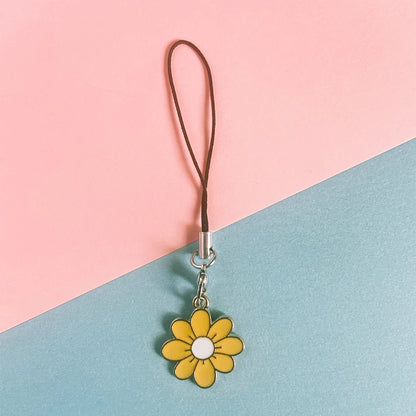 Enamel Flower Phone Lanyard - Floral Keychain Strap Bag Pendant Accessory Gift for Girls