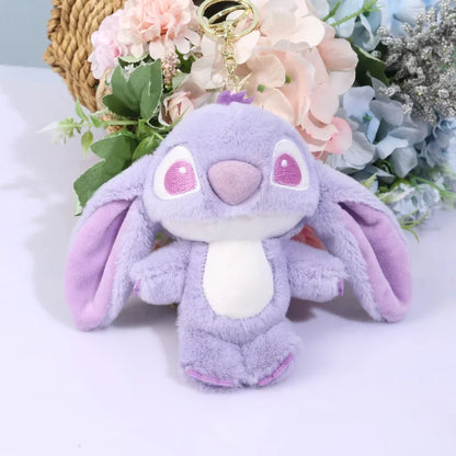 Disney Kawaii Stitch Plush Keychain – Cute Lilo & Stitch Angel Stuffed Bag Pendant for Girls' Birthday Gifts