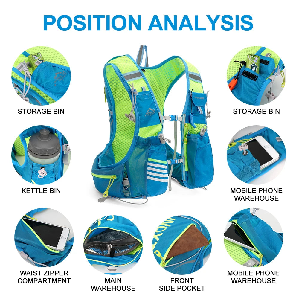 8L Running & Cycling Hydration Vest Backpack — Hiking & Marathon Water Pack with 1.5L Bladder and 500ml Bottle