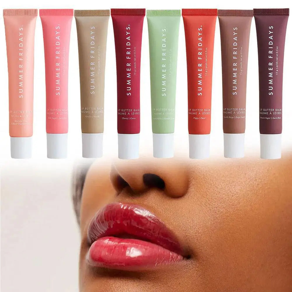 Summer Fridays Vanilla Beige Lip Balm Set – Moisturizing Lip Gloss & Transparent Lipstick with Soft Tube & Mirror