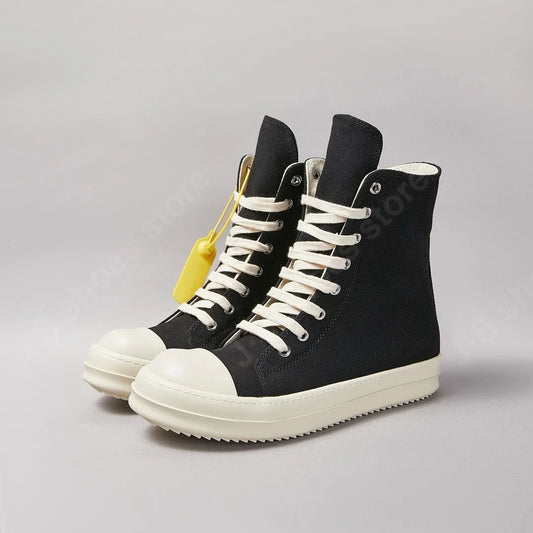 Classic Black Canvas Shoes - Ricks Brand High Top Sneakers for Men & Women, Luxury Lace-Up Casual Boots