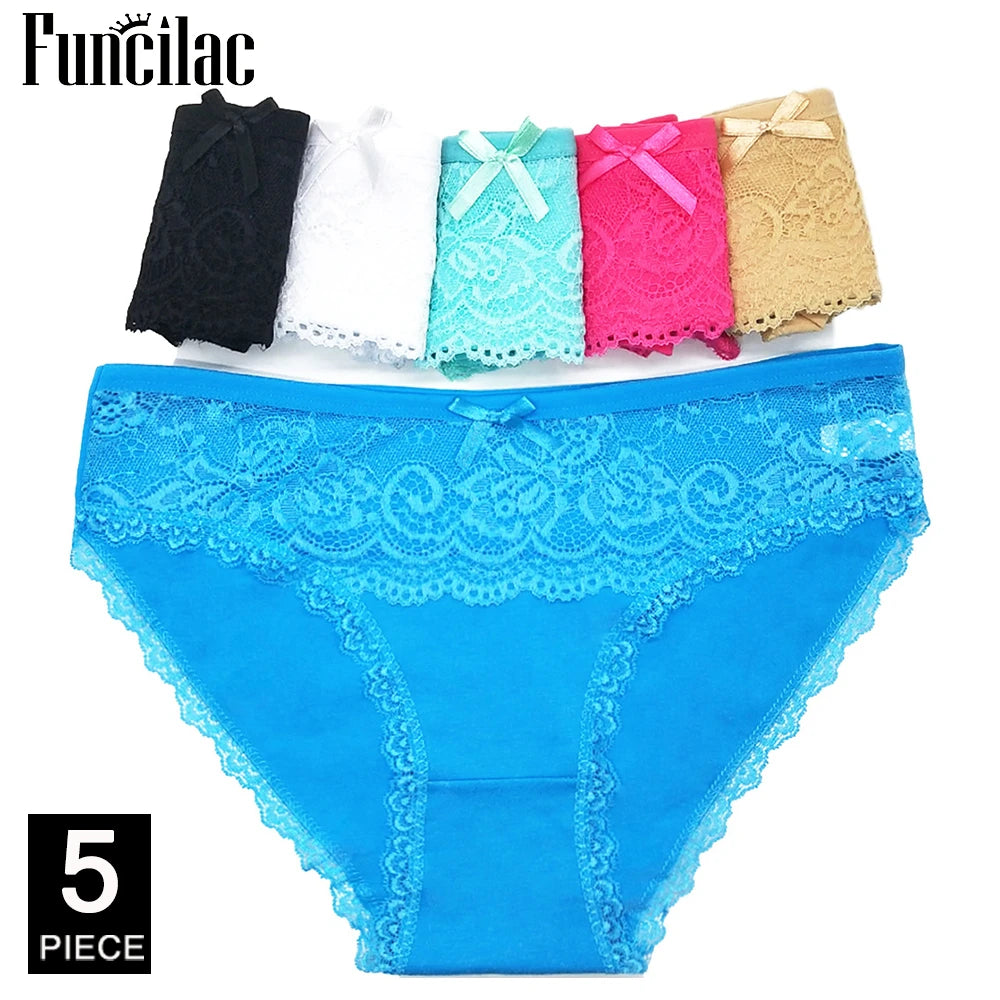 5-Pcs Women’s Cotton Panties Set – Sexy Bikini Briefs for Girls & Ladies, Free Shipping