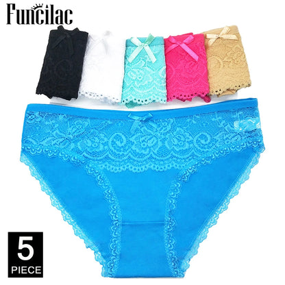 5-Pcs Women’s Cotton Panties Set – Sexy Bikini Briefs for Girls & Ladies, Free Shipping