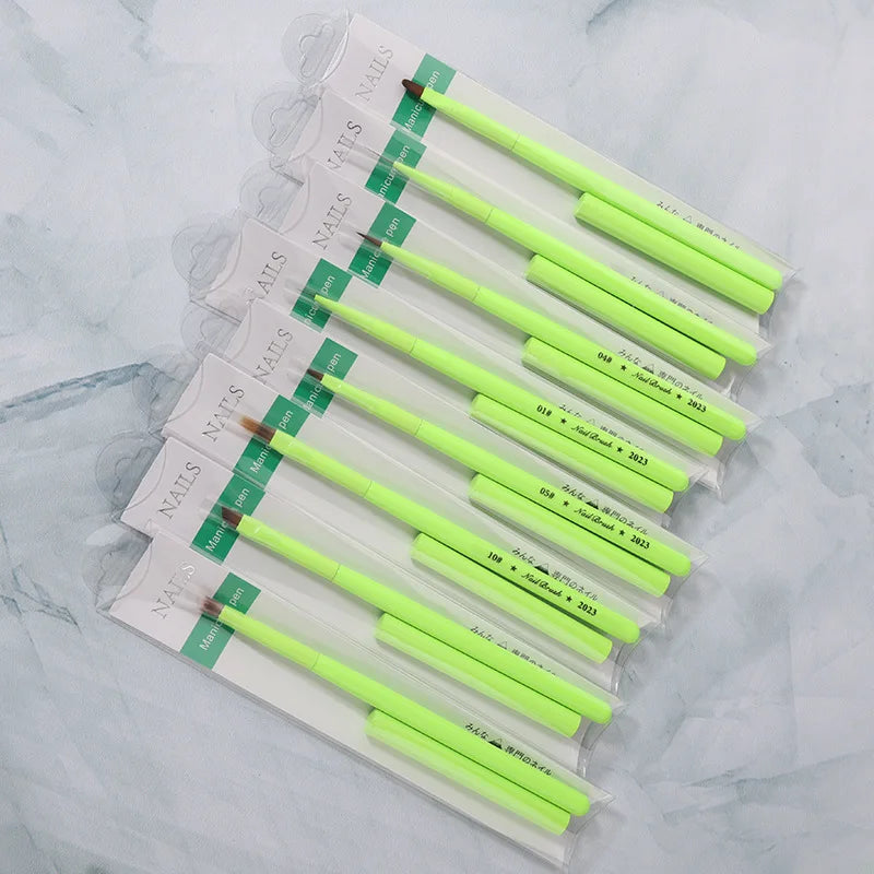Green Nail Art Brush - Gel Polish, Acrylic, UV Extension & Nail Painting Detail Brush
