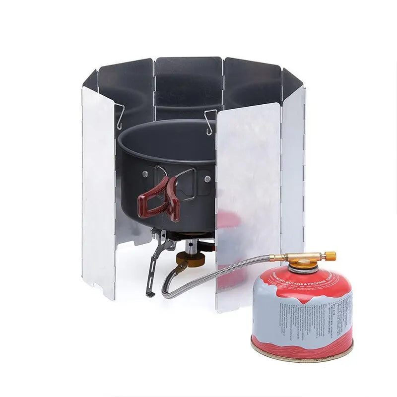 Ultralight Outdoor 10 Plates Foldable Wind Shield - Camping Stoves Windshield for Gas Cookers, Wind Deflectors Stove