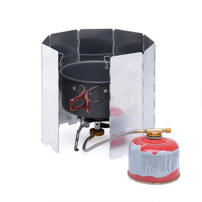 Ultralight Outdoor 10 Plates Foldable Wind Shield - Camping Stoves Windshield for Gas Cookers, Wind Deflectors Stove