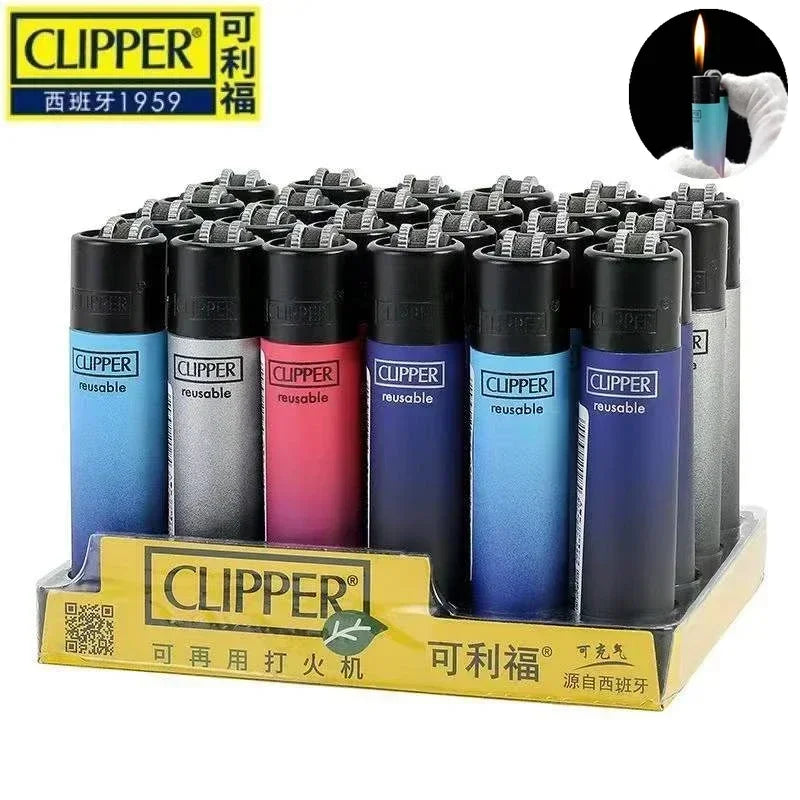 Original Spanish Clipper Refillable Gas Lighter – Personality Pattern 8-Piece Boxed Set Smoking Collection Gift Wholesale Lighter Pack