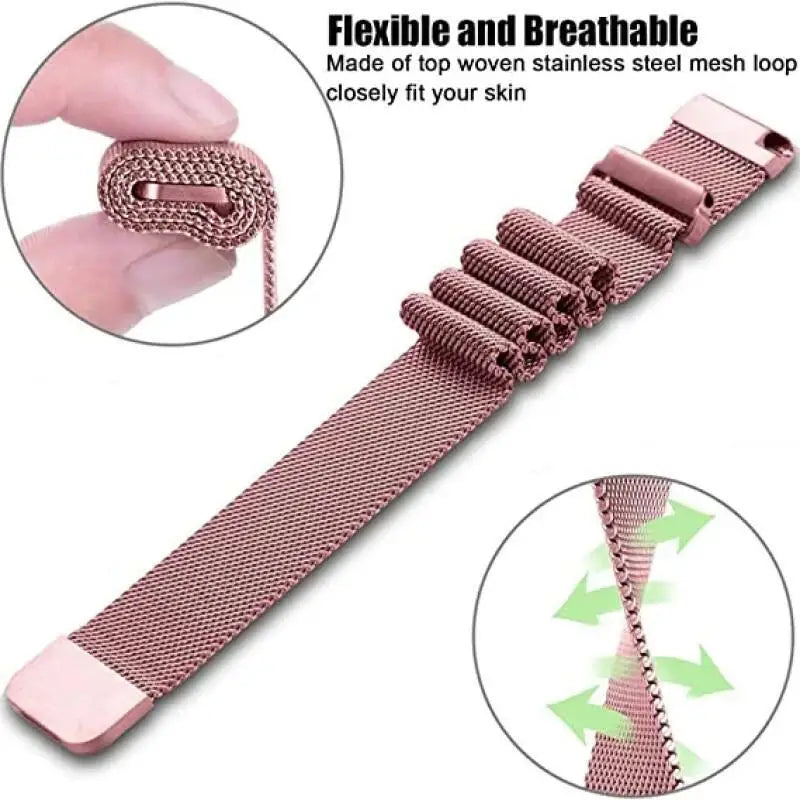 20mm/22mm Milanese Magnetic Loop Watch Strap – Compatible with Garmin Venu 2/3, Forerunner 55/158/165/245/255/265/645/745/965 Music