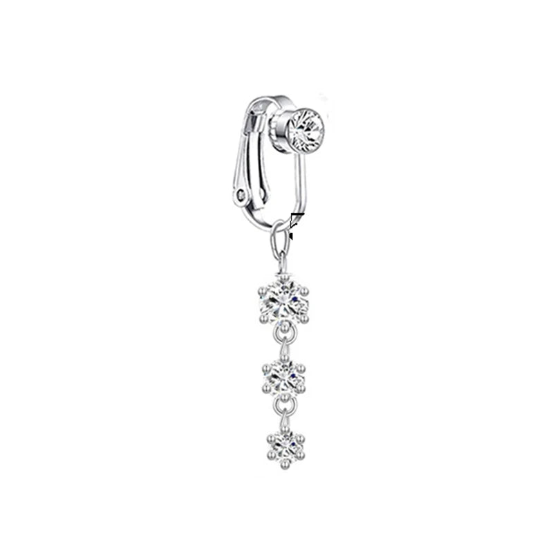 Faux Butterfly Leaves Belly Piercing – Dangling Clip-On Fake Navel & Cartilage Earring for Umbilical Piercing