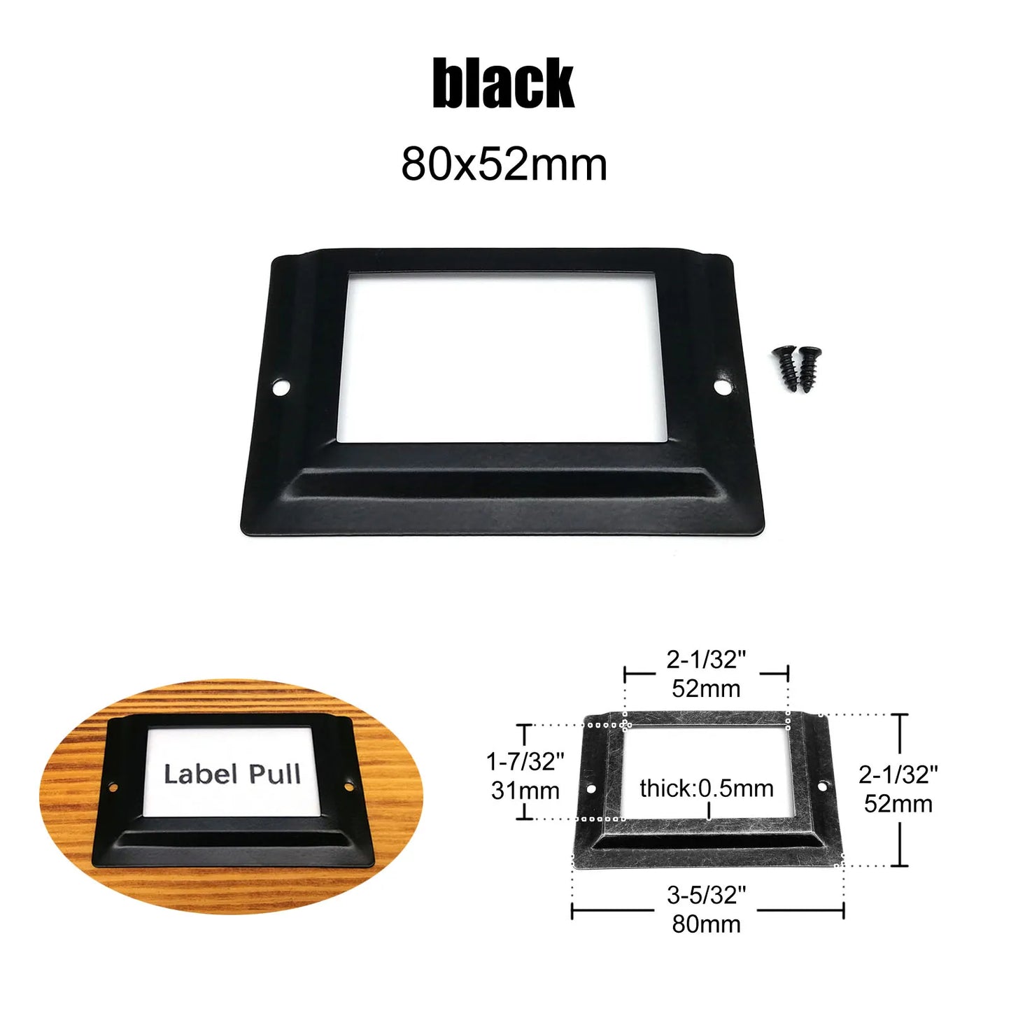 6pcs Large Iron Label Pull Handles – 52x80mm File Name Card Holders for Cabinet, Drawer & Jewelry Box