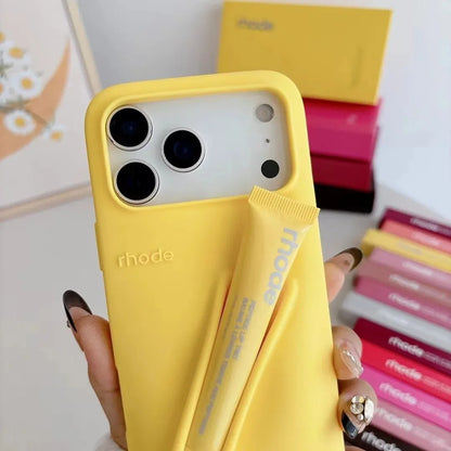 Soft Silicone iPhone Case for 17/16/15/14/13/12/11 Pro Max Plus Air - Lipstick Style Portable Protective Phone Cover