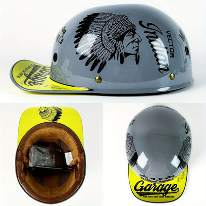 Retro Motorcycle Helmet for Men – Half Face Moto Helmet with Baseball Cap Design, DOT Certified Cycling Capacete De Moto