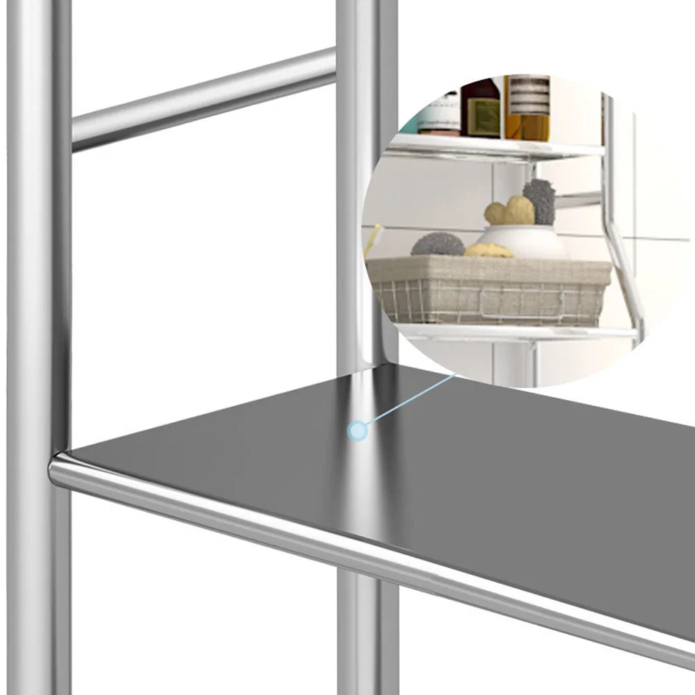 Metal Over-The-Toilet Storage Rack – Bathroom Organizer with Towel Hooks & Toilet Paper Holder