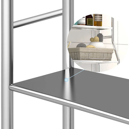 Metal Over-The-Toilet Storage Rack – Bathroom Organizer with Towel Hooks & Toilet Paper Holder