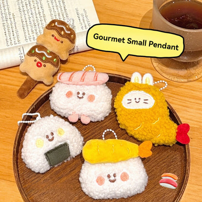 Cute Food Plush Pendant 1/6/12 Pcs - Sushi Backpack Keychain Doll Charm & Toy Accessory