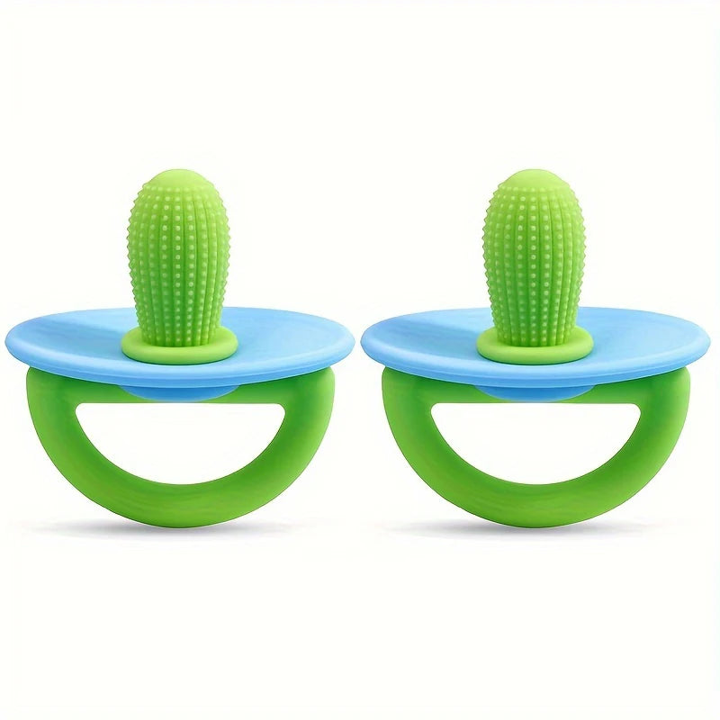 Silicone Teether Ring – Pacifier-Style Soft Teething Tool with Molar Massage Dots