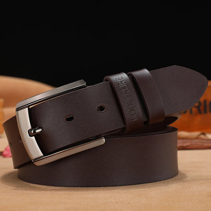 Men's High-Quality Genuine Leather Belt – Luxury Designer Cowskin Fashion Strap for Jeans & Cowboy Style