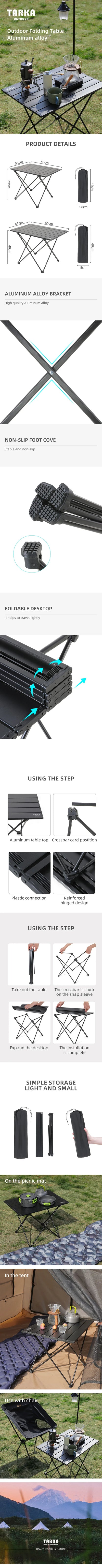 TARKA Foldable Camping Table – Portable Aluminum Alloy BBQ & Picnic Table for Yard, Balcony & Garden Use