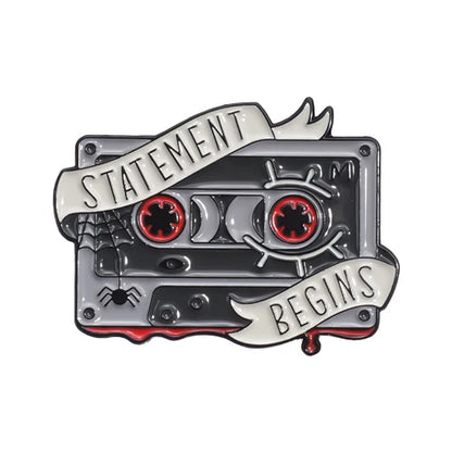Magnetic Tape Music Series Metal Brooch – Versatile Clothing, Necklace & Badge Accessory with English Style