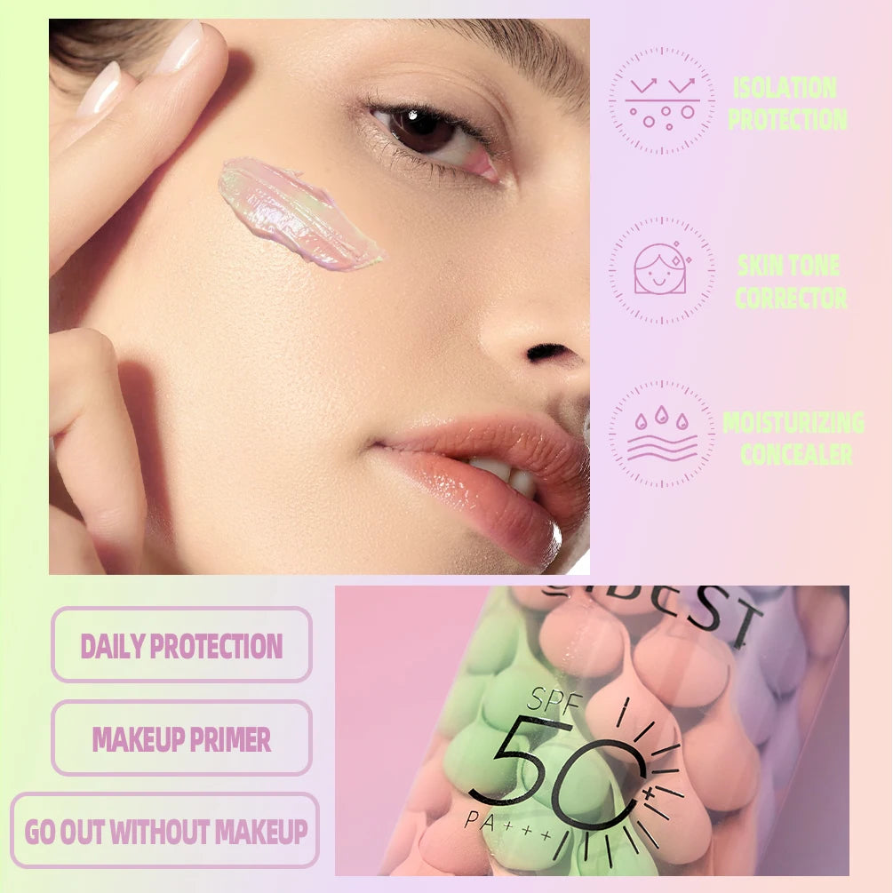 Qibest 3-Color Press Cream Concealer – Brightening Liquid Face Primer & Makeup Base, Full Coverage Facial Concealer for Flawless Skin