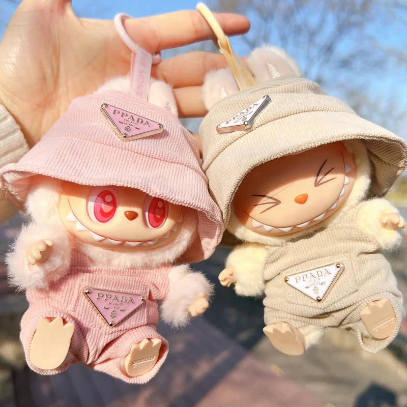 New Corduroy Doll Clothing Set for 17cm Labubu – Hat, Clothes & Shoes | DIY Accessories & Party Toy Gifts