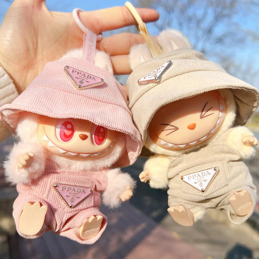 New Corduroy Doll Clothing Set for 17cm Labubu – Hat, Clothes & Shoes | DIY Accessories & Party Toy Gifts