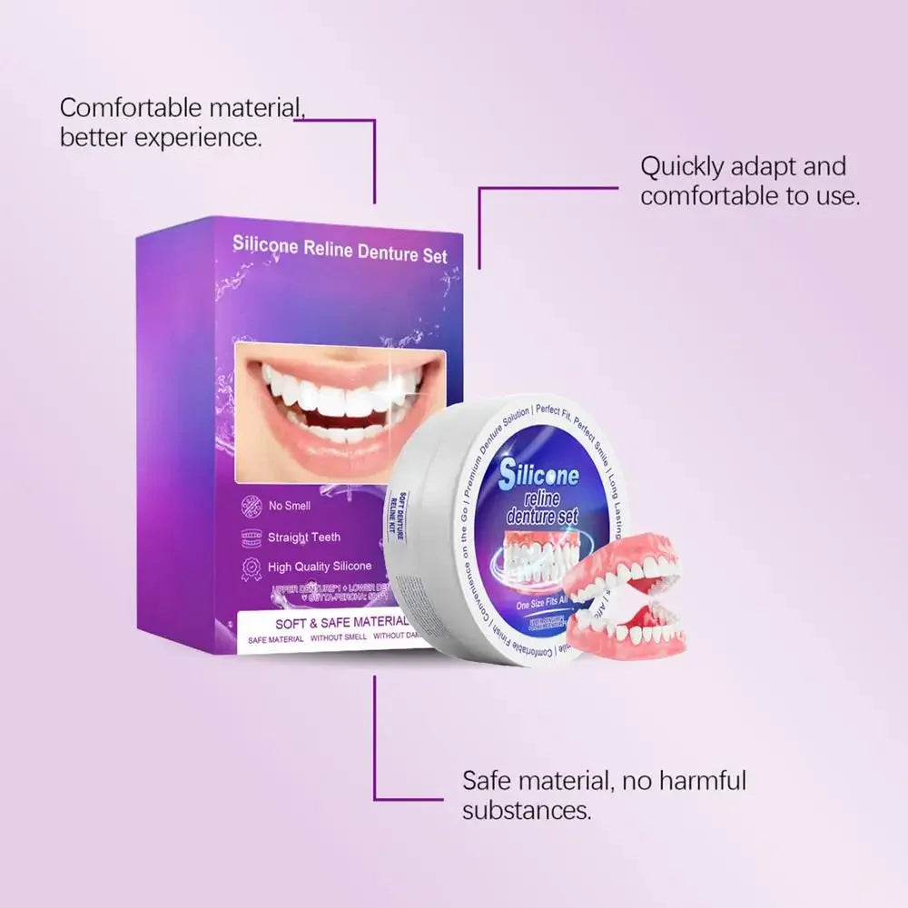 Silicone Denture Set – Temporary Fake Teeth for Orthodontic Fit, Whitening & Oral Hygiene Care
