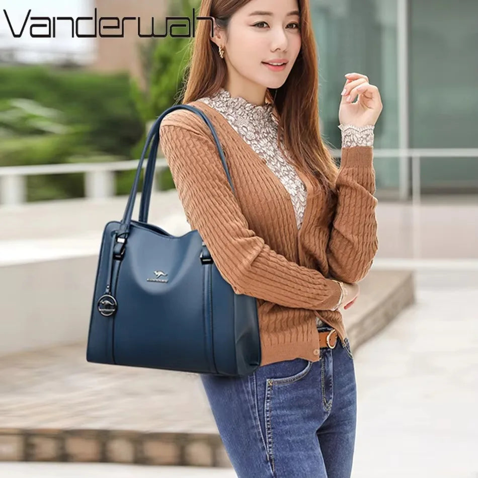 Luxury Women’s Leather Handbag – Large Capacity Shoulder & Crossbody Designer Bag